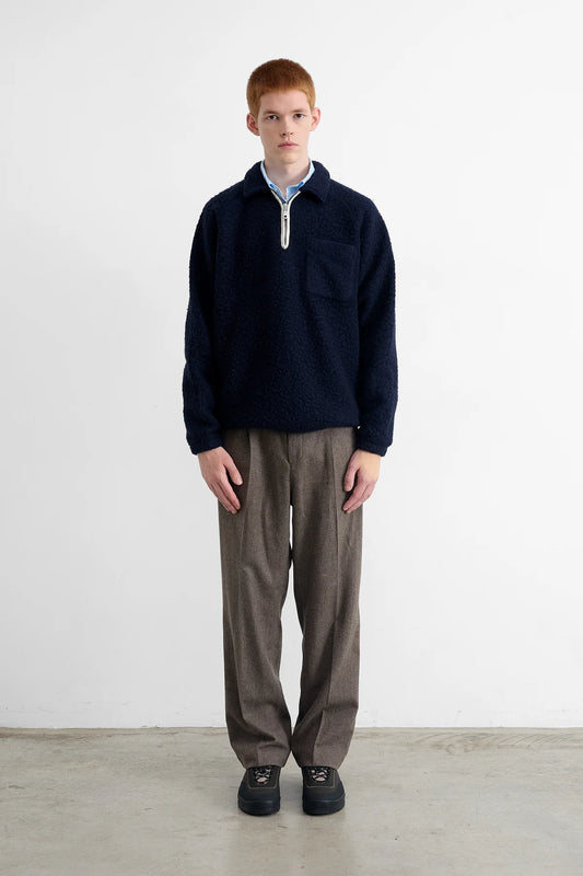 Edmmond unconventional zip polo plain navy