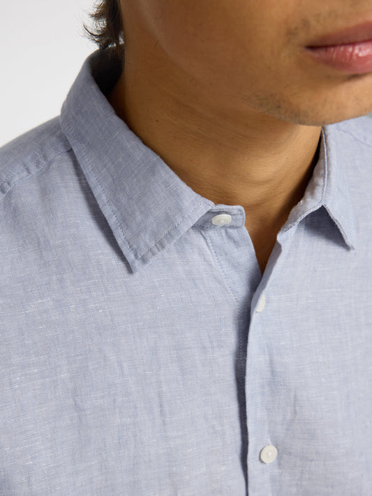 Selectedhomme slhregkylian linen shirt classic blue fog white