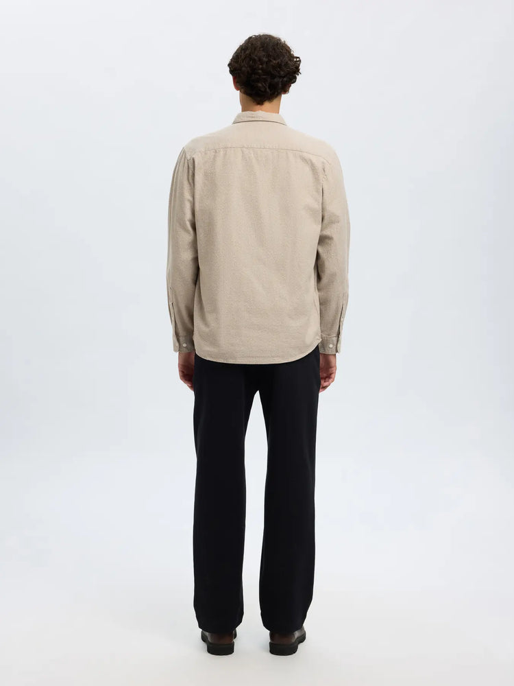 Selectedhomme slhregnoah brushed twist shirt egret