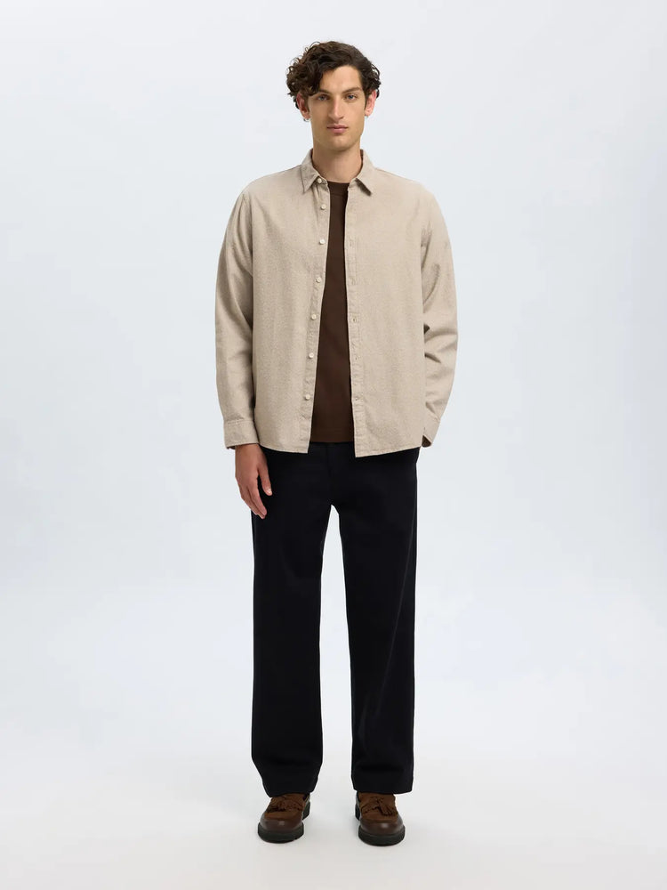 Selectedhomme slhregnoah brushed twist shirt egret