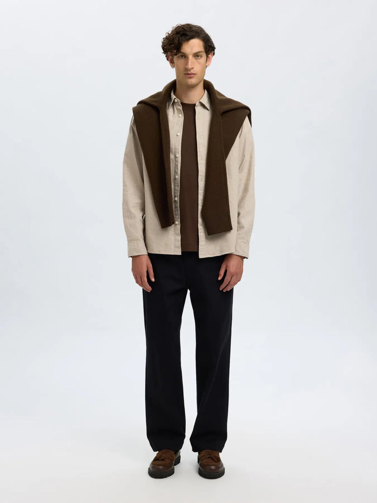 Selectedhomme slhregnoah brushed twist shirt egret