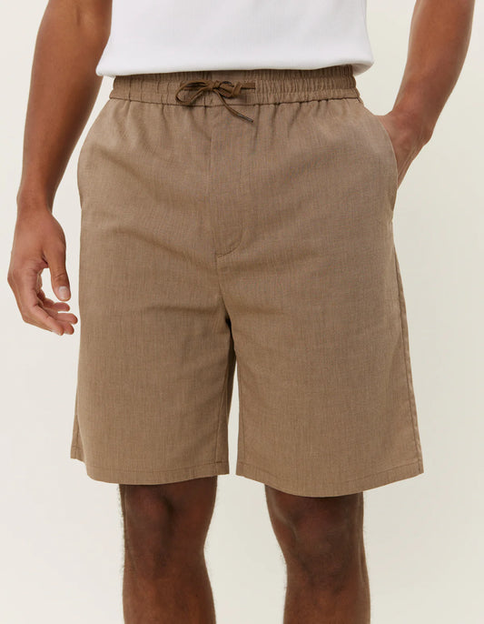 Les deux como slub drawstring shorts walnut
