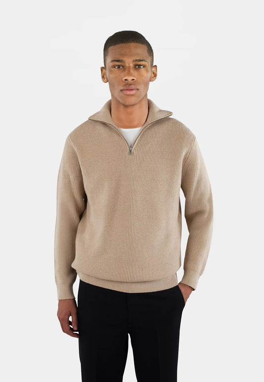 Ciszere reuben knitted half zip sand
