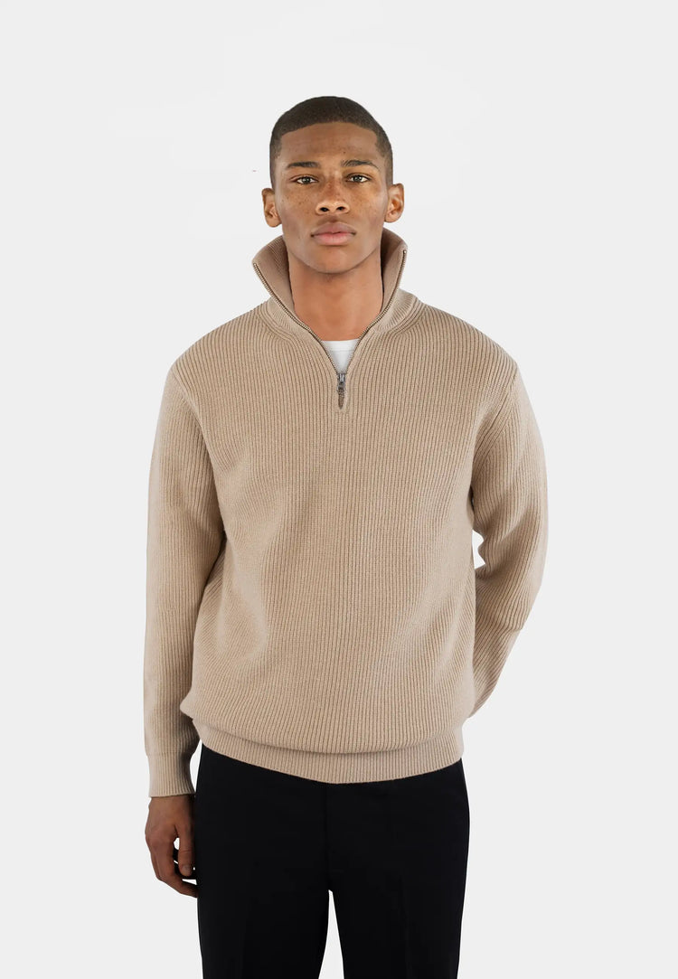 Ciszere reuben knitted half zip sand