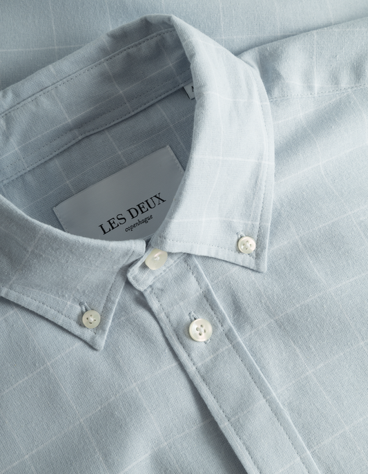 Les deux kent check shirt summer sky white