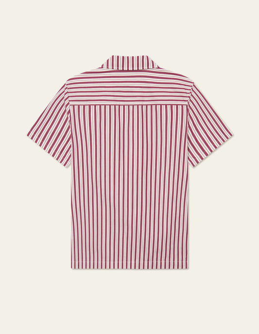 Les deux klark stripe poplin ss shirt beet red white