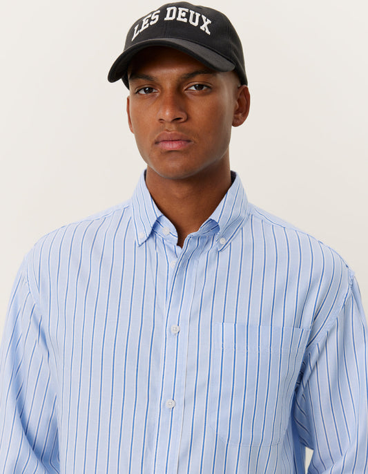 Les deux kolton herringbone poplin shirt white bel air blue