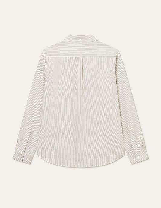 Les deux konrad stripe oxford shirt light ivory gargoyle