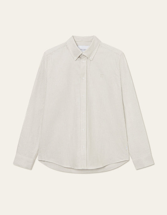 Les deux konrad stripe oxford shirt light ivory gargoyle