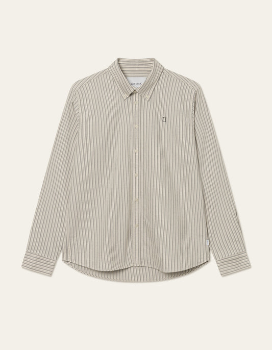 Les deux konrad stripe oxford shirt light ivory rosin