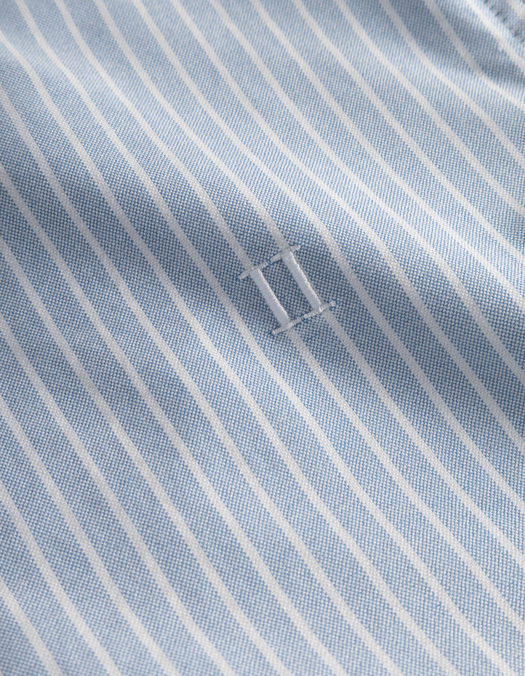 Les deux kristian oxford shirt light blue white wide stripe