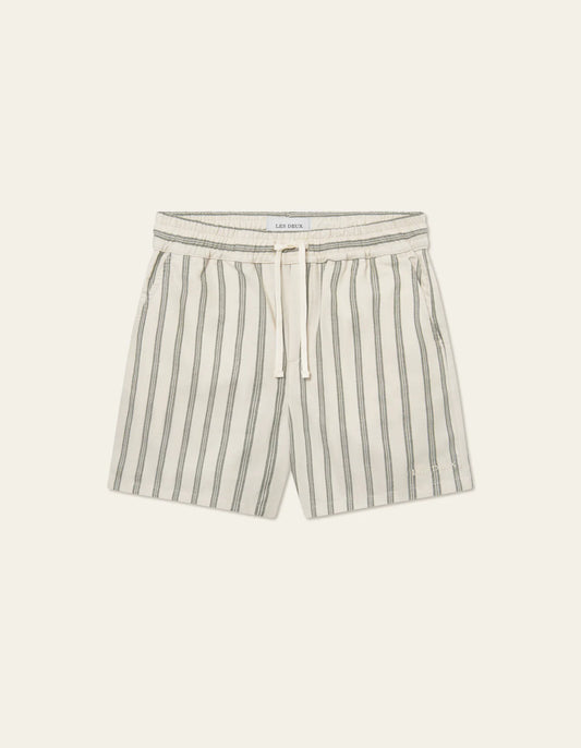 Les deux lawson stripe shorts ivory chive green