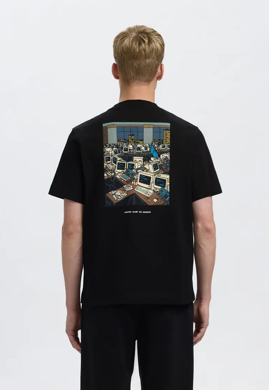 Selectedhomme slhpete license ss o-neck tee black computers