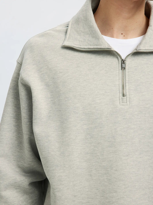 Selectedhomme slhrelaxaron half zip sweat light grey melange
