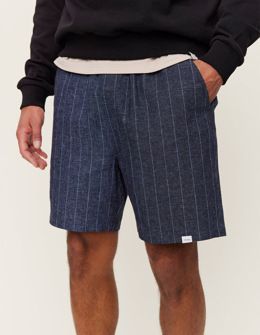 Les deux otto linen shorts dark navy ivory