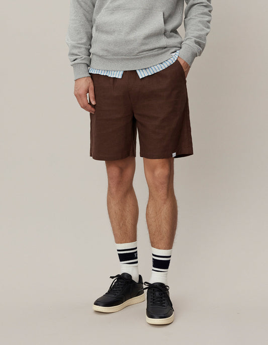 Les deux otto linen shorts ebony brown