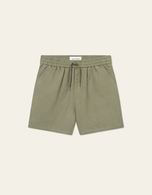Les deux otto linen shorts lichen green