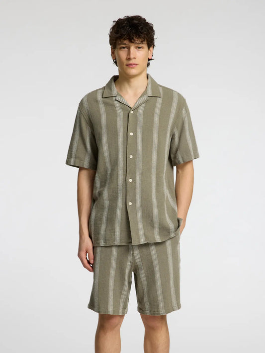 Selectedhomme slhrelax-sal shirt resort vetiver wide stripe
