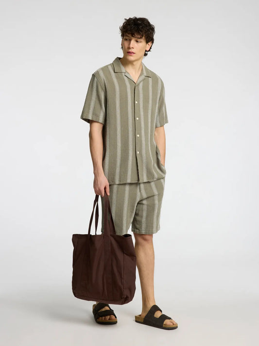 Selectedhomme slhrelax-sal shirt resort vetiver wide stripe