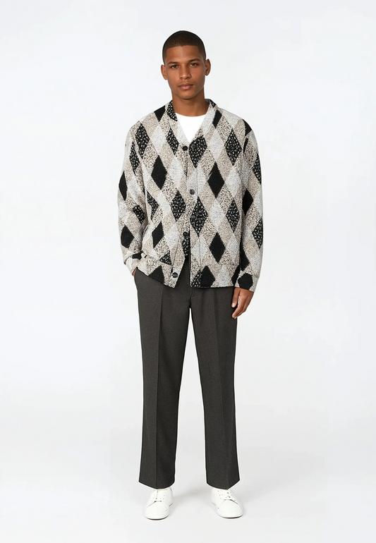 Ciszere parker knitted cardigan checked