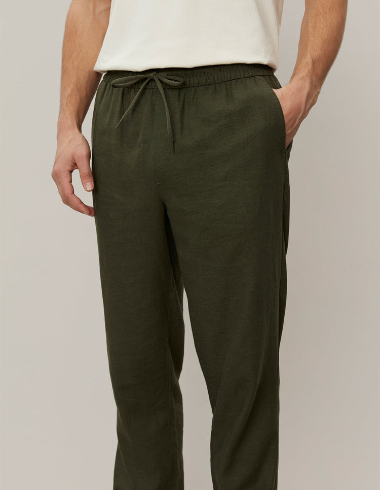 Les deux patrick linen pants forrest green