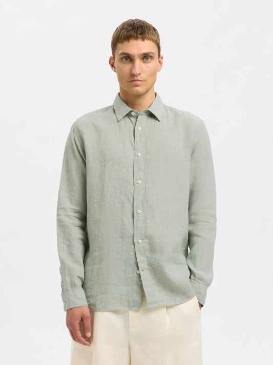 Selectedhomme slhregkylian mix shirt iceberg green mixed