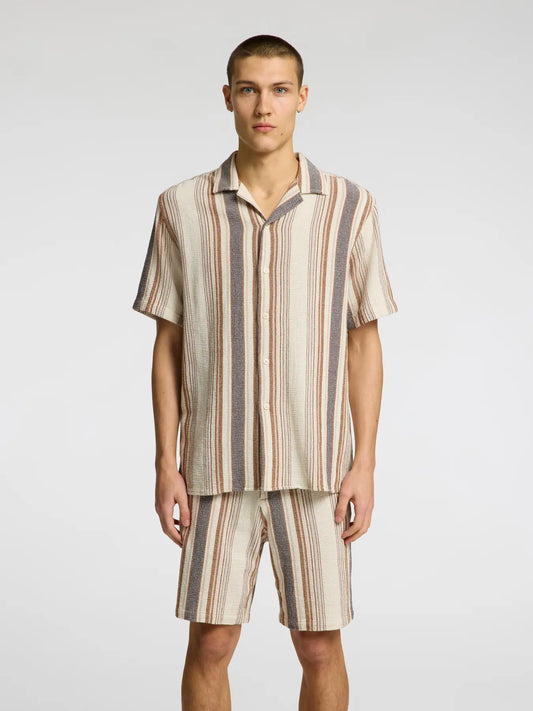 Selectedhomme slhrelax-sal shirt resort egret multi stripe