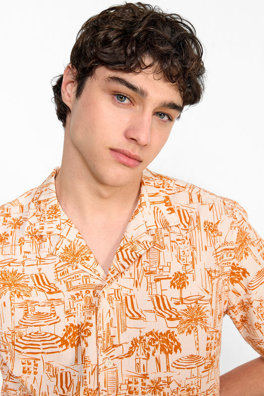 Edmmond tourist short sleeve shirt plain orange