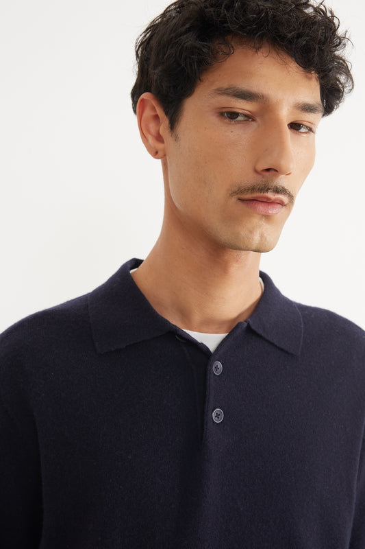 Edmmond wool polo navy