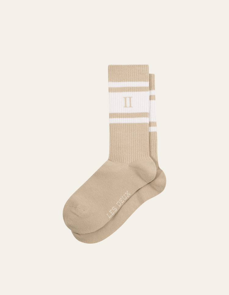 Les deux william stripe 2-pack socks light desert sand white
