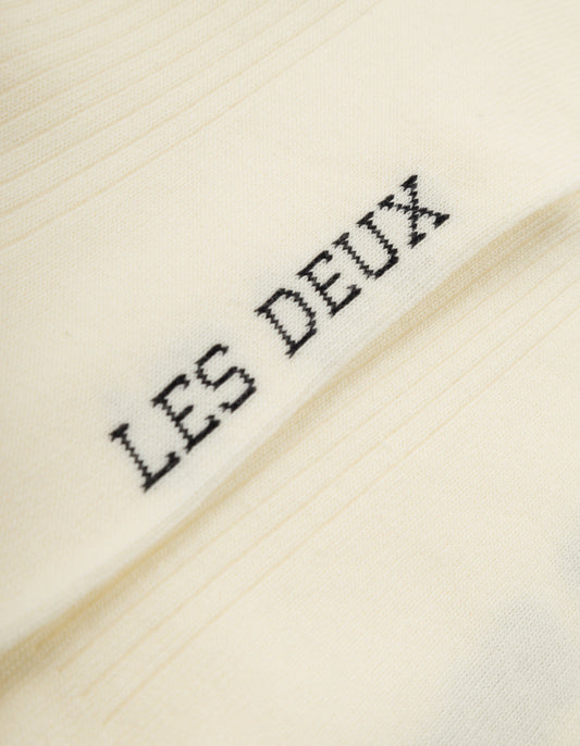 Les deux woods rib stripe socks 2-pack off white chive green