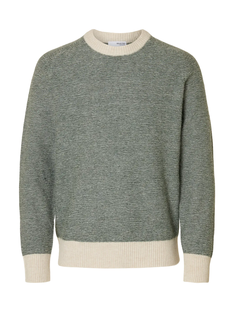 Selectedhomme slhrai knit deep forest ministripe