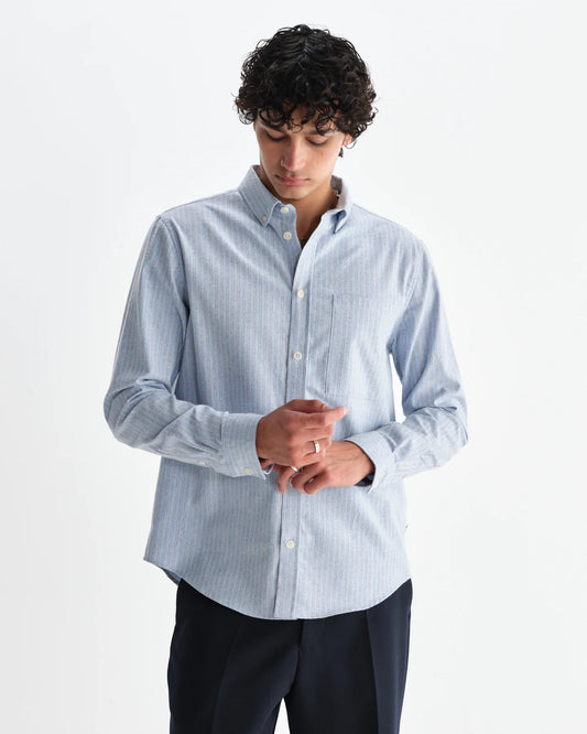 Wax london abingdon shirt prep stripe blue