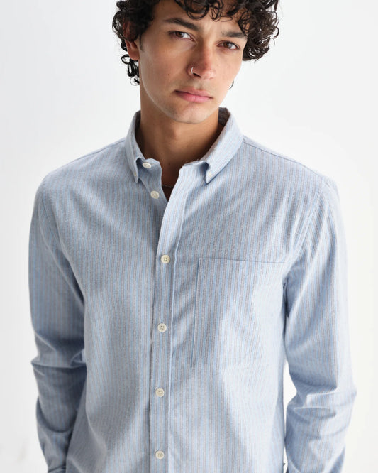 Wax london abingdon shirt prep stripe blue