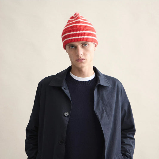Le bonnet beanie classic crimson stripe