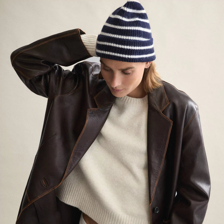 Le bonnet beanie classic midnight stripe
