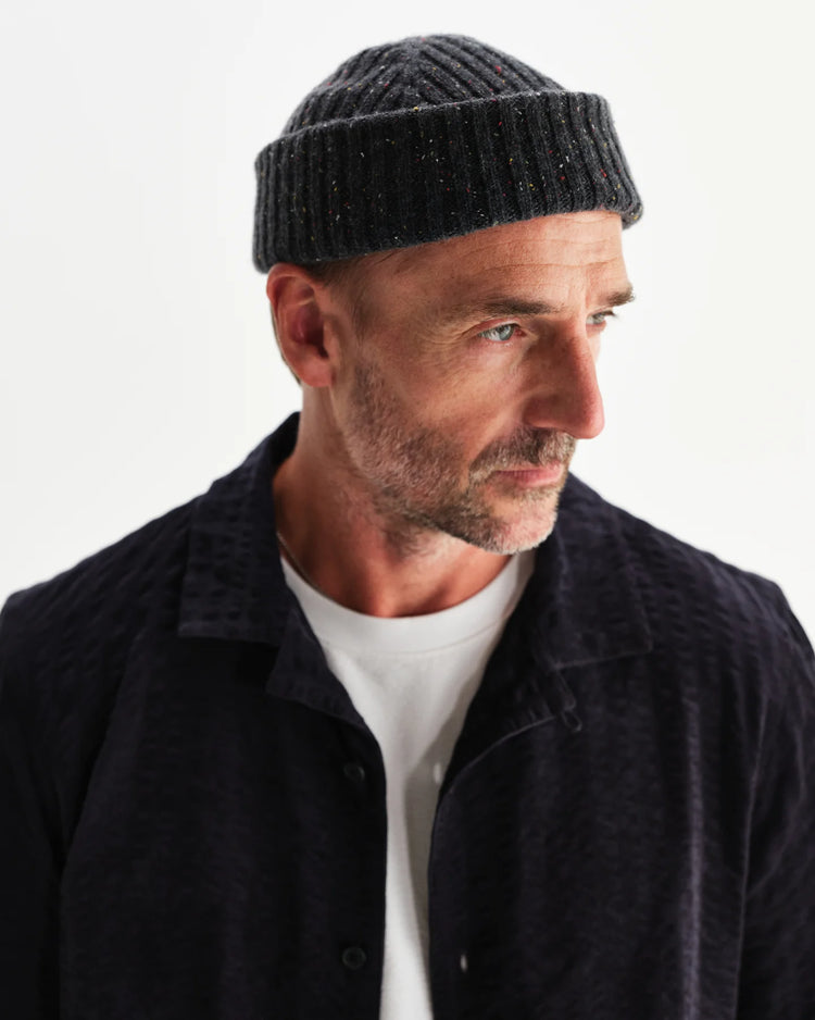 Wax london brook beanie donegal charcoal