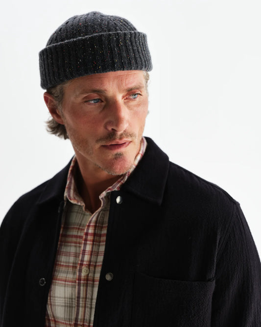 Wax london brook beanie donegal charcoal
