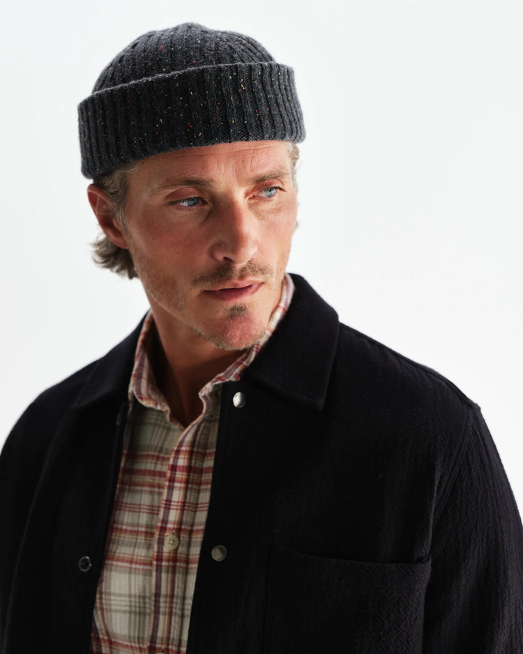 Wax london brook beanie donegal charcoal