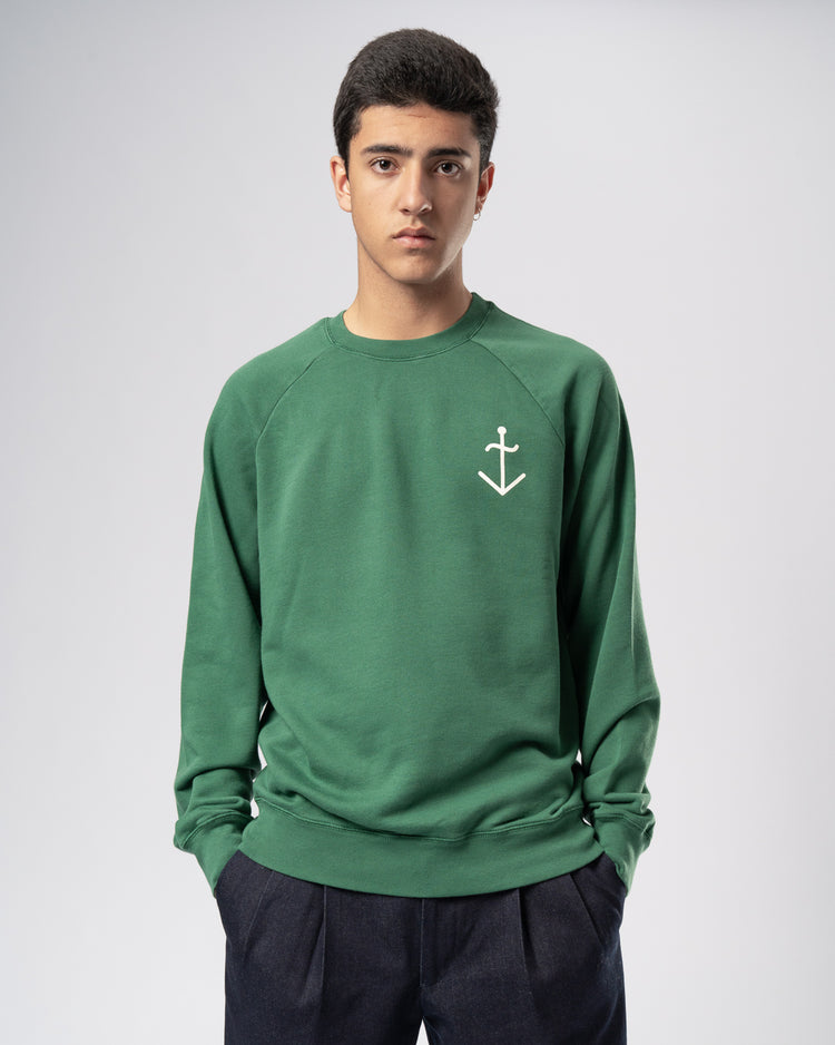 La paz cunha hunter green + ecru logo sweatshirt