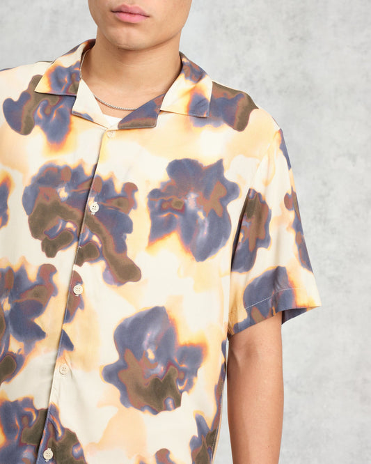 Wax London didcot ss shirt blur floral peach blue
