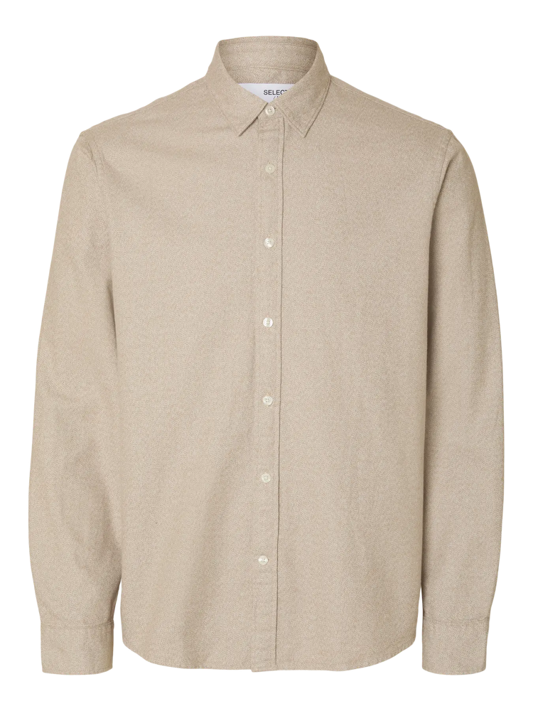 Selectedhomme slhregnoah brushed twist shirt egret