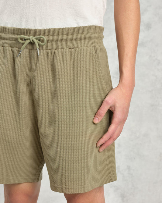 Wax London dudley shorts rigid waffle khaki