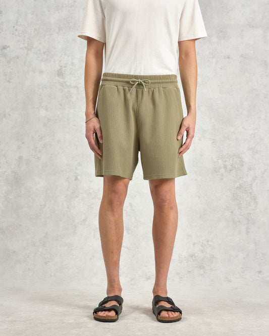 Wax London dudley shorts rigid waffle khaki