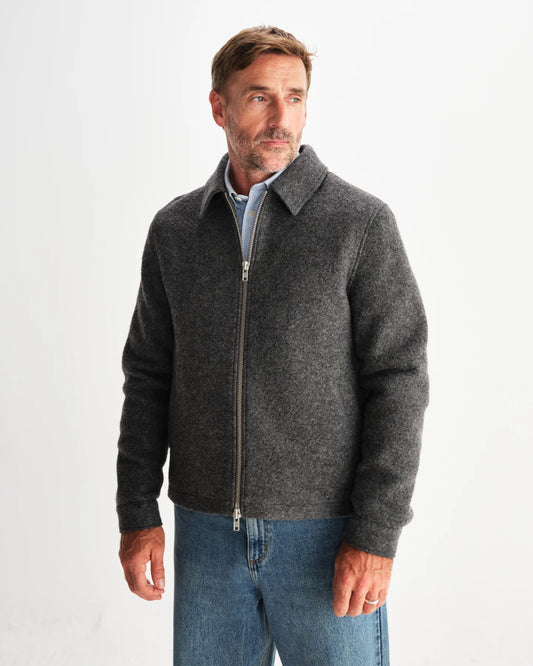 Wax london eldon mid grey boiled wool jacket