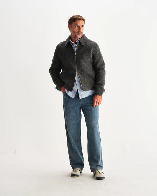 Wax london eldon mid grey boiled wool jacket