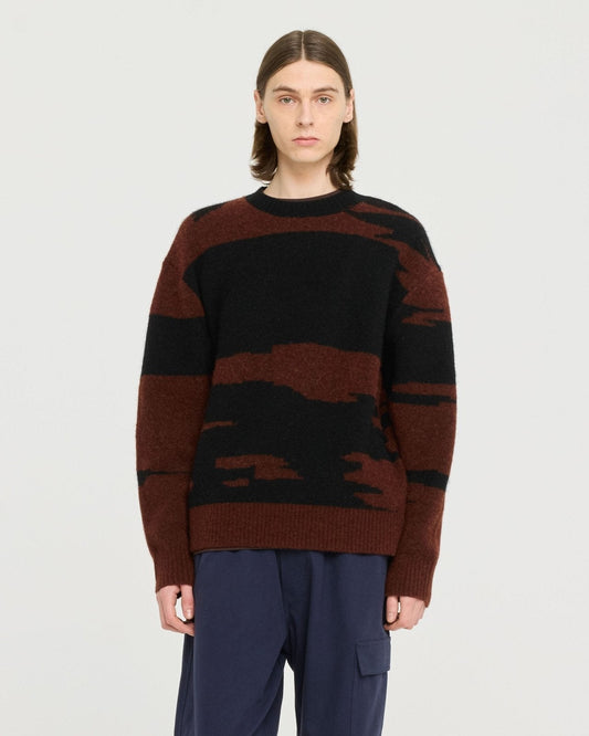 Castart hatching knit brown