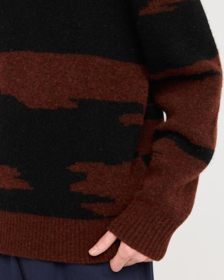 Castart hatching knit brown