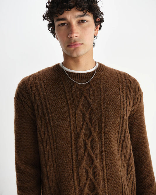 Wax london hyatt brush cable knit brown
