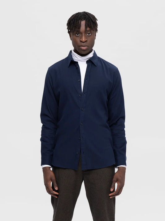 Selectedhomme slhslimowen-brushed shirt dark sapphire solid